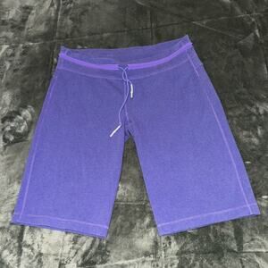 Lululemon Athletica Yoga Shorts Women's 12 Purple Sweat Crop Stretch Drawstring